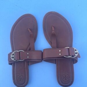 Tory Burch Tan Leather Flip-Flops 9